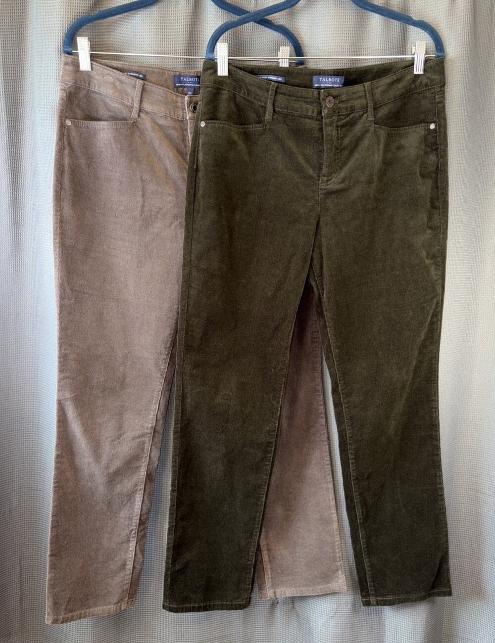Talbots Womens 2 Pair Of Pants Size 10P Corduroy High-Rise Straight-Leg